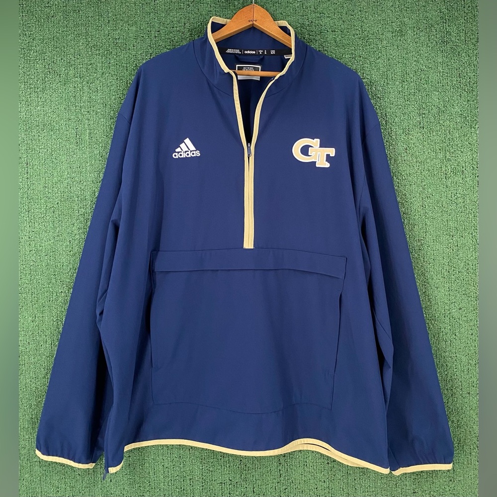 Adidas Georgia Tech Yellow Jackets 1/2 Zip Pullover Jacket Mens Size 2XL